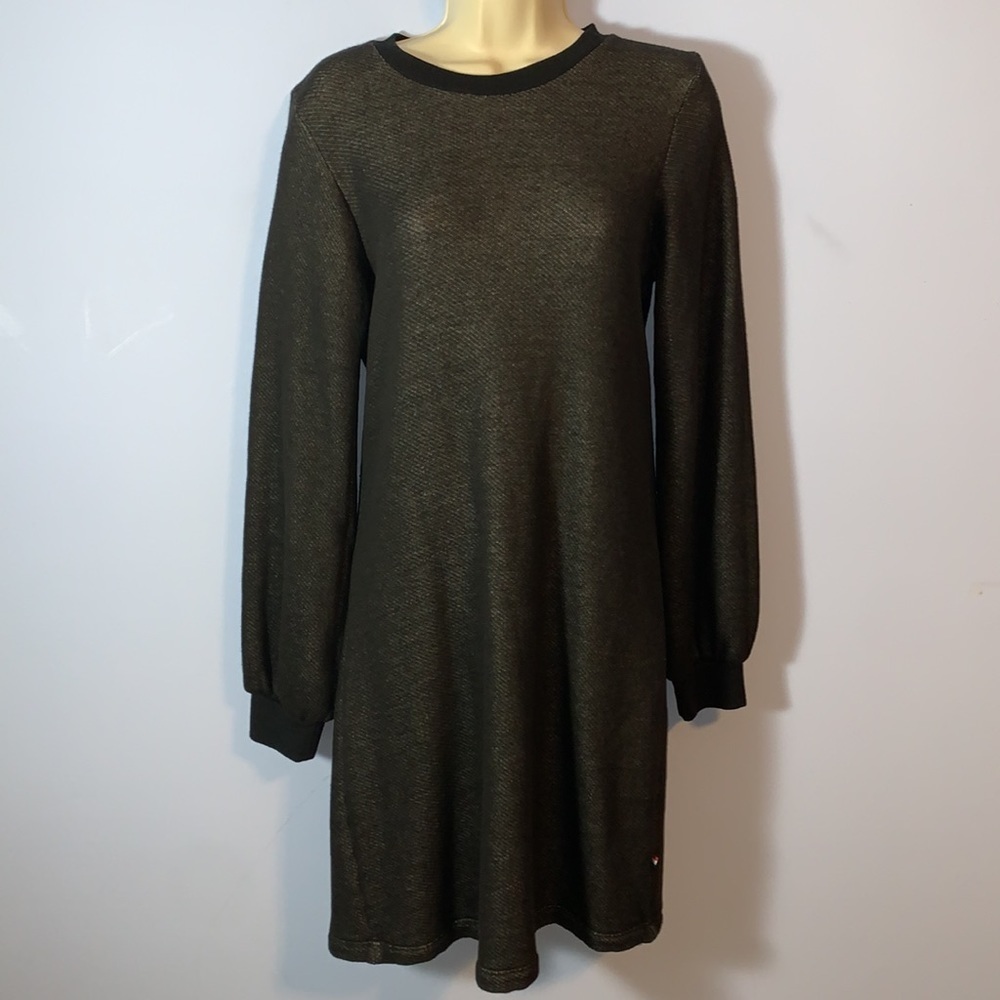 Sol Angeles dress long sleeve size small charcoal black loop terry cotton